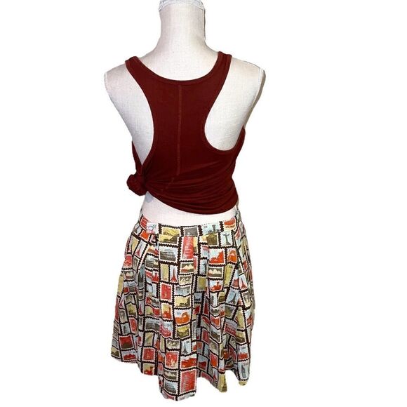 Vintage Novelty Postage Stamp Flare Skirt - Picture 3 of 13